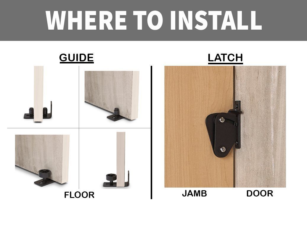 Barn Door Floor Guide & Latch | Matte Black - MJC & Company