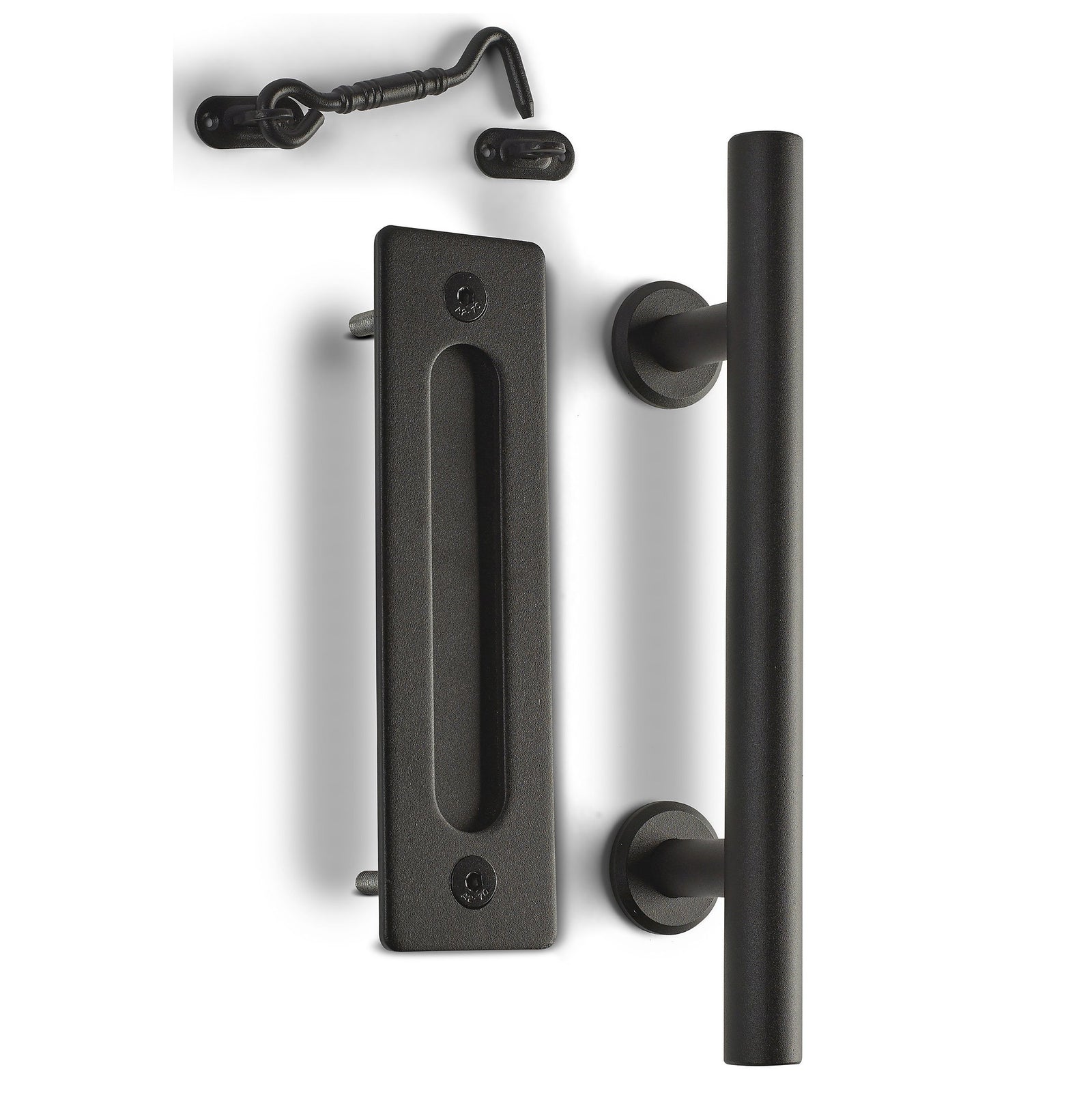 Rustic Black Sliding Barn Door Handle Pull Set