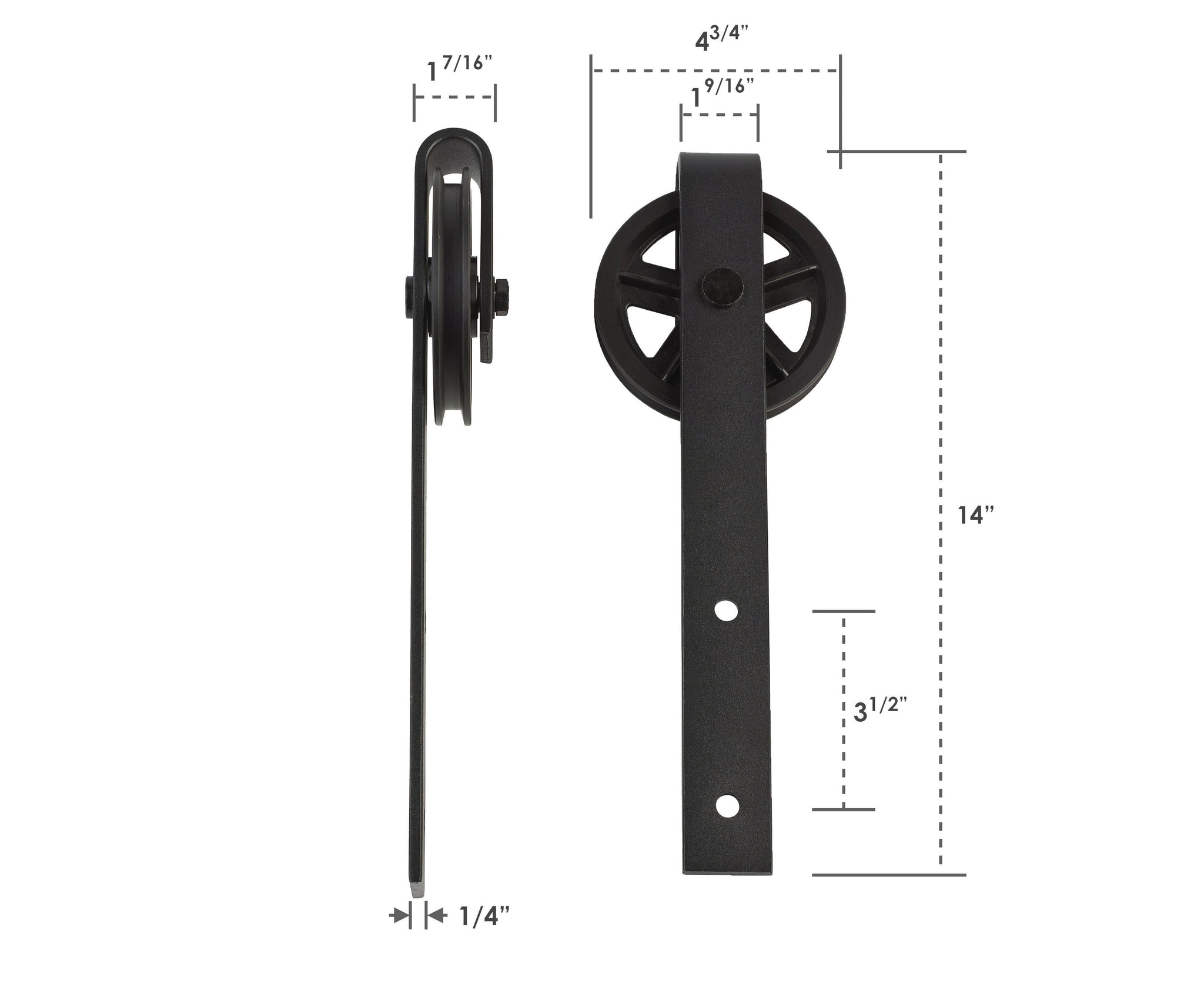 Vintage | Single Barn Door Hardware | Matte Black - MJC & Company