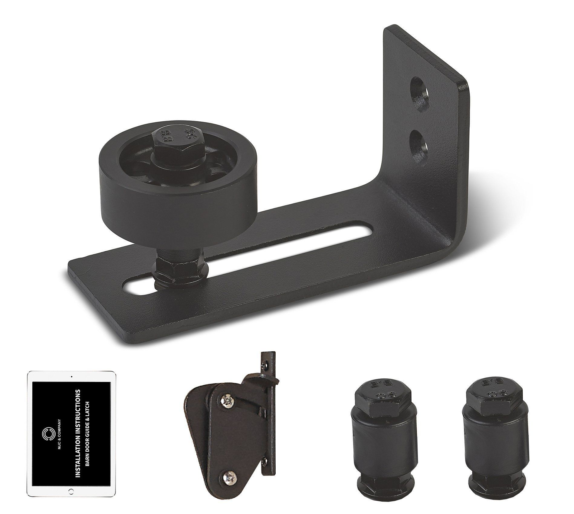 Barn Door Floor Guide & Latch | Matte Black - MJC & Company
