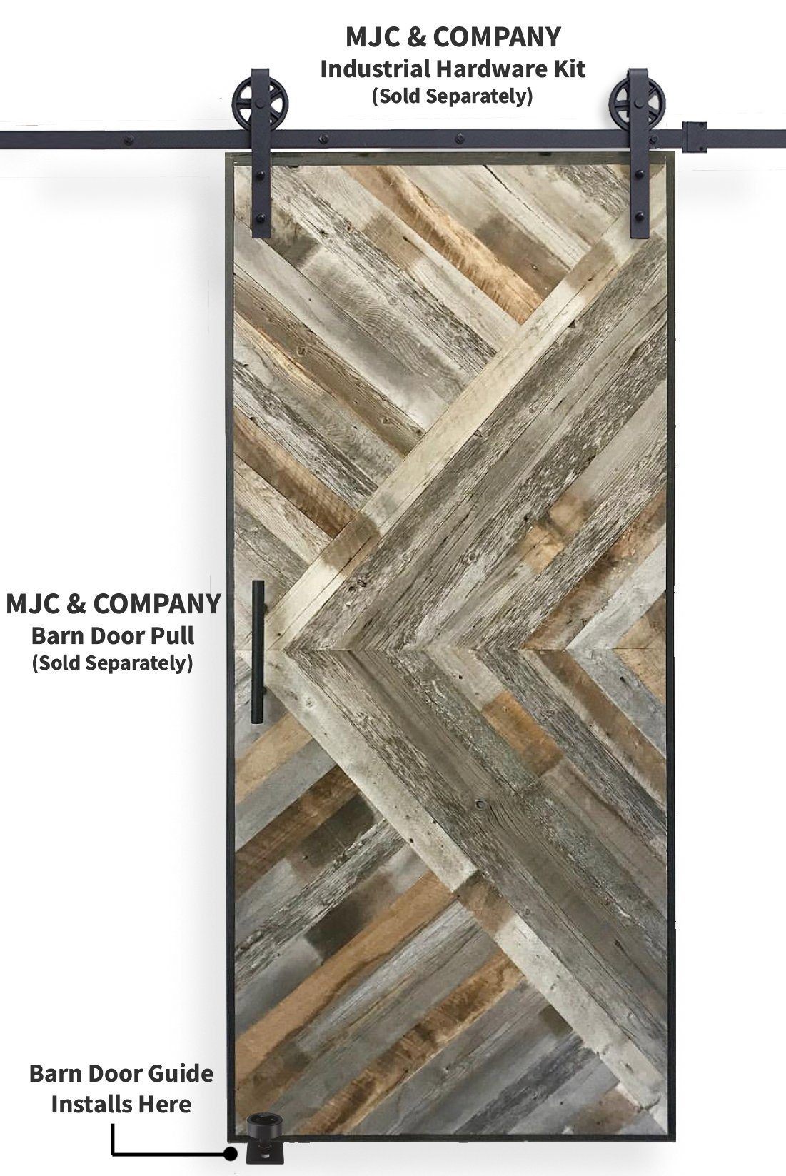 Barn Door Floor Guide & Latch | Matte Black - MJC & Company
