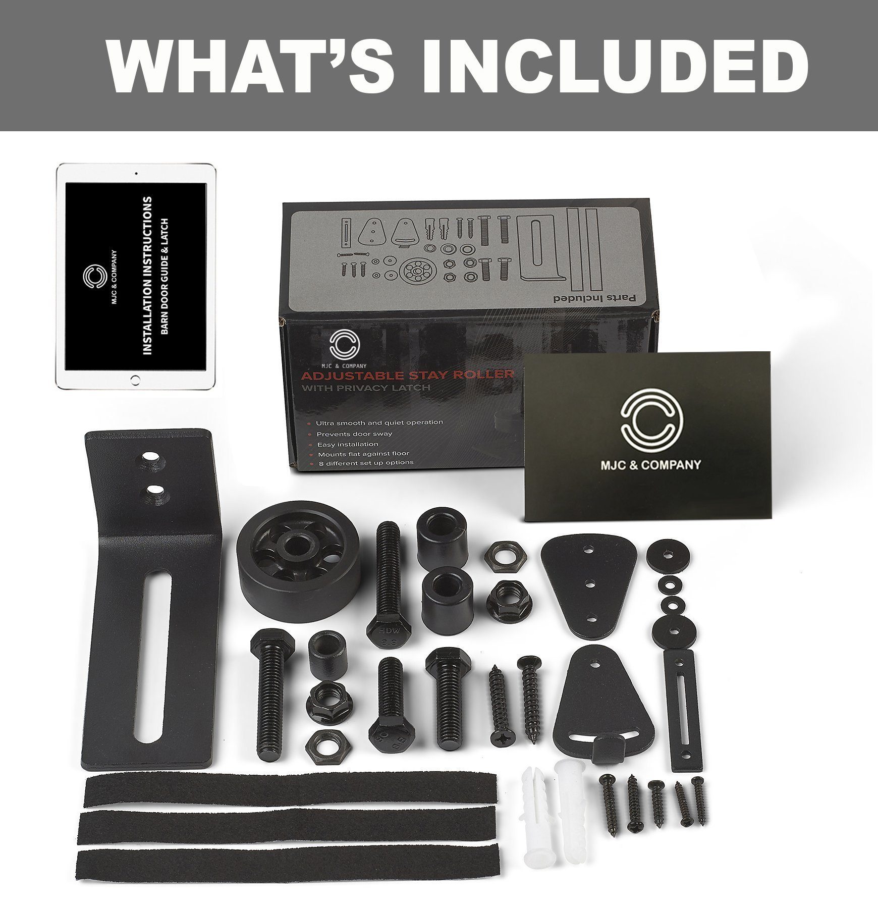 Barn Door Floor Guide & Latch | Matte Black - MJC & Company